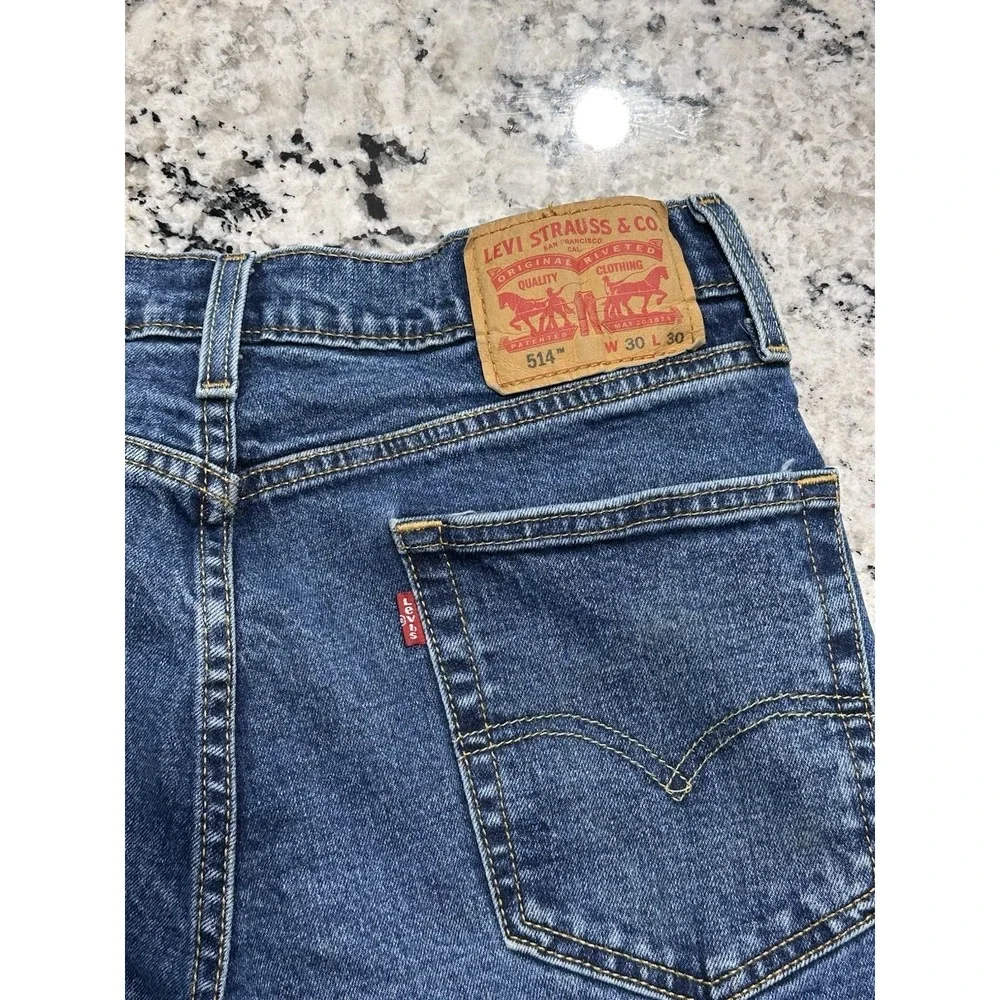 Levi's 514 jeans men's 30x30 (29x29.5) regular fit straight blue denim Jeans